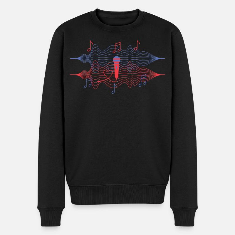 Ich liebe Musik - Männer Premium Bio Pullover - Schwarz