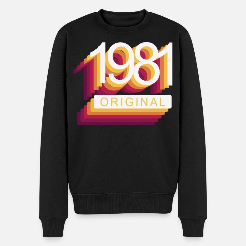 Geboren 1981 - Männer Premium Bio Pullover - Schwarz