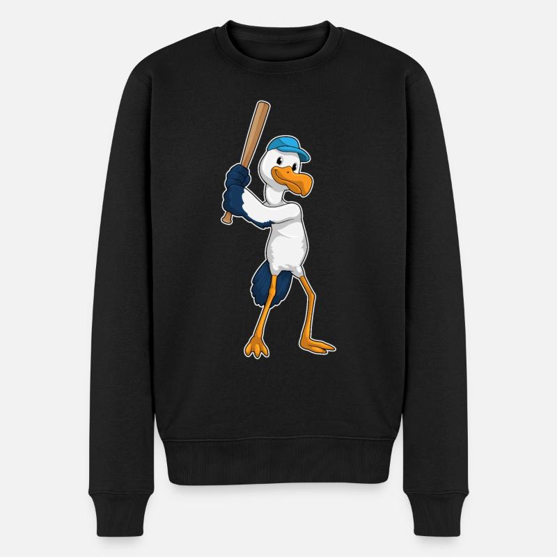 Storch Baseball Baseballschläger - Männer Premium Bio Pullover - Schwarz