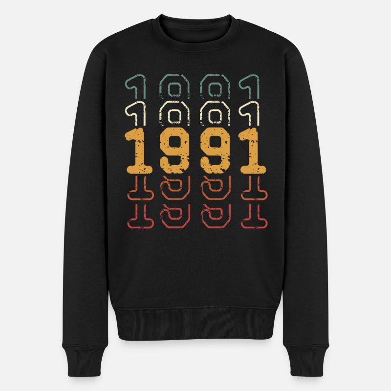 1991 - Männer Premium Bio Pullover - Schwarz