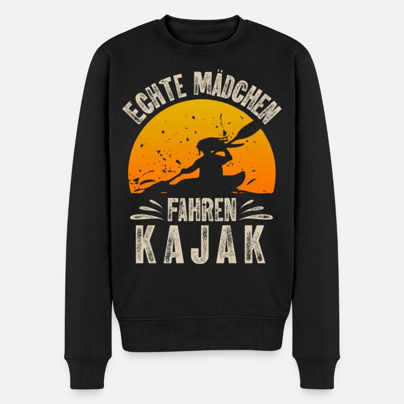 Kajak Kajakfahrerin - Männer Premium Bio Pullover - Schwarz
