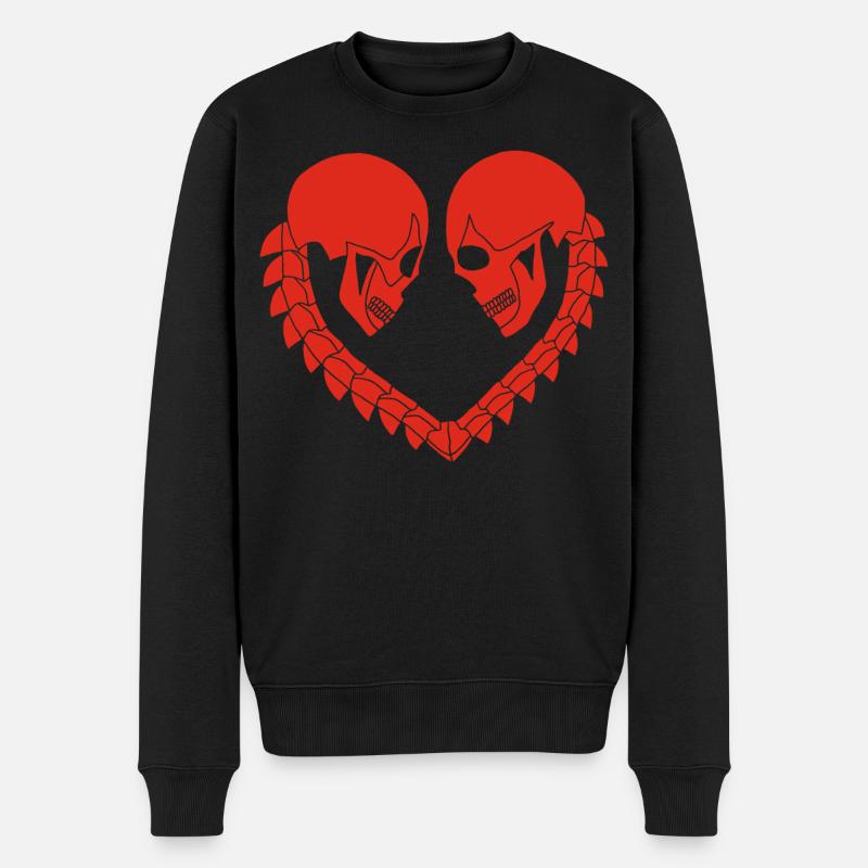 Rotes Schädelherz - Männer Premium Bio Pullover - Schwarz