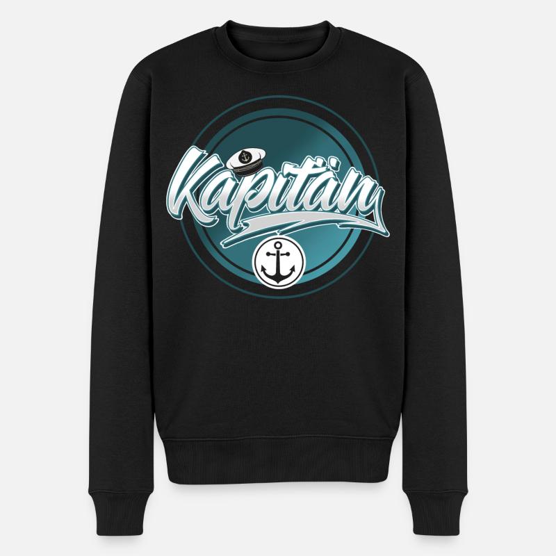 Kapitän - Männer Premium Bio Pullover - Schwarz