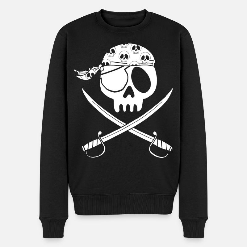 Weißer Piratenschädel - Männer Premium Bio Pullover - Schwarz