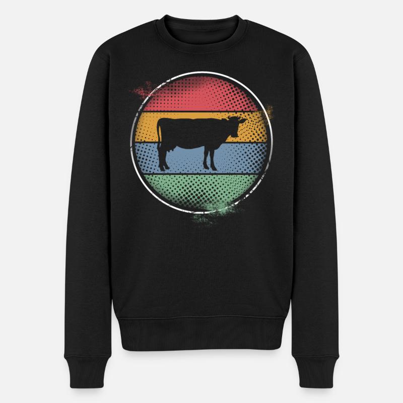 Kuh - Männer Premium Bio Pullover - Schwarz