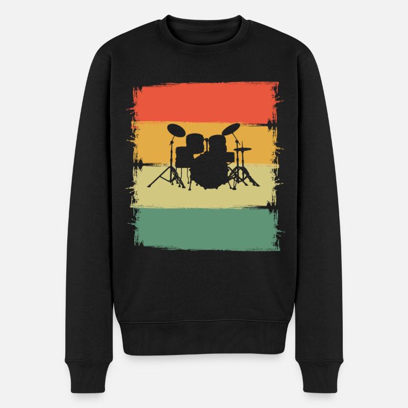 Schlagzeug - Männer Premium Bio Pullover - Schwarz