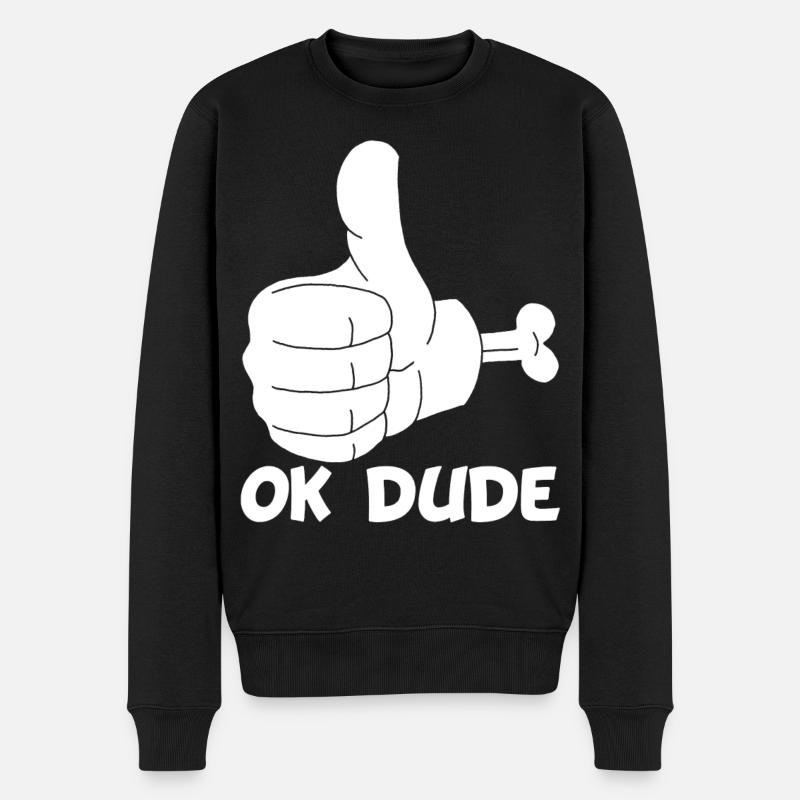 Ok Mann! (weiß) - Männer Premium Bio Pullover - Schwarz