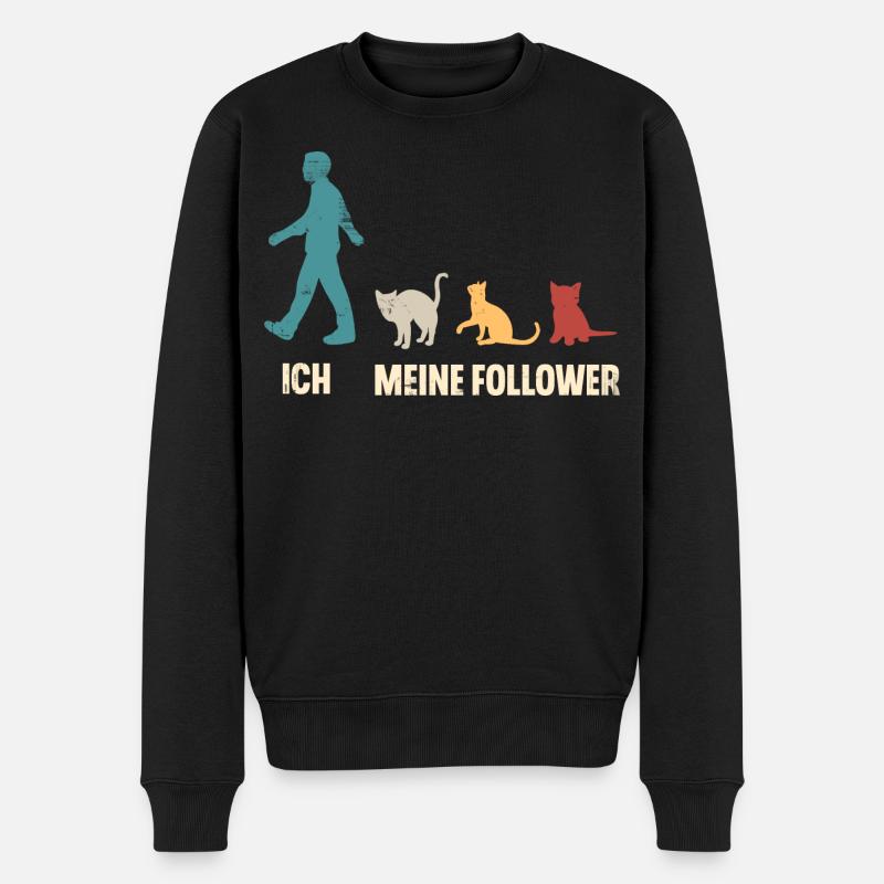 Katzen Katze Ich Und Meine Follower - Männer Premium Bio Pullover - Schwarz