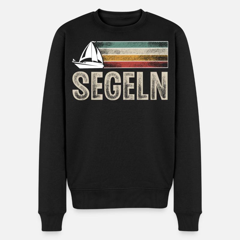 Segeln Segler Segelboot Retro Vintage - Männer Premium Bio Pullover - Schwarz