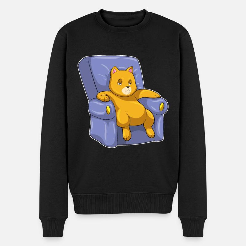 Katze Sofa - Männer Premium Bio Pullover - Schwarz