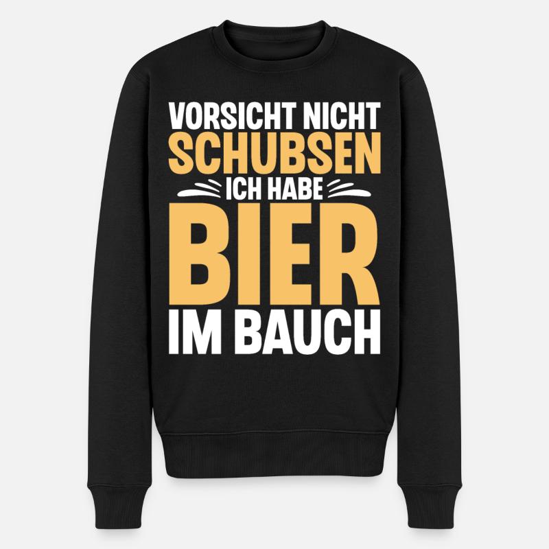 Bier Spruch Lustig Saufen - Männer Premium Bio Pullover - Schwarz