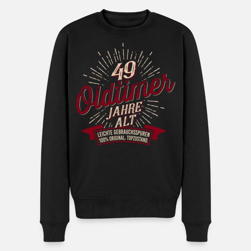 49. Geburtstag Oldtimer - Männer Premium Bio Pullover - Schwarz