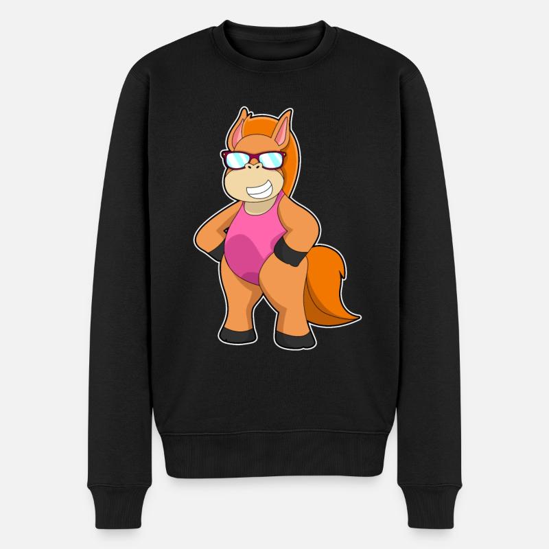 Pferd Sonnenbrille - Männer Premium Bio Pullover - Schwarz