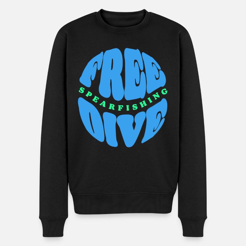Freitauch- und Speerfischen Typografie - Männer Premium Bio Pullover - Schwarz