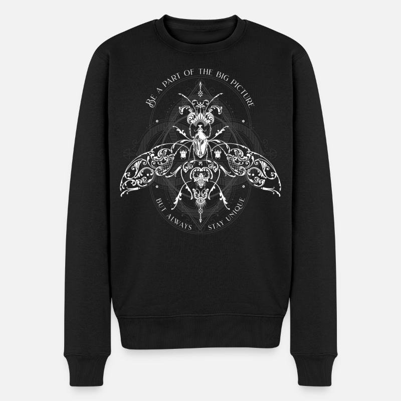 Insekten Muster Psychedelisch Bug Pattern - Männer Premium Bio Pullover - Schwarz