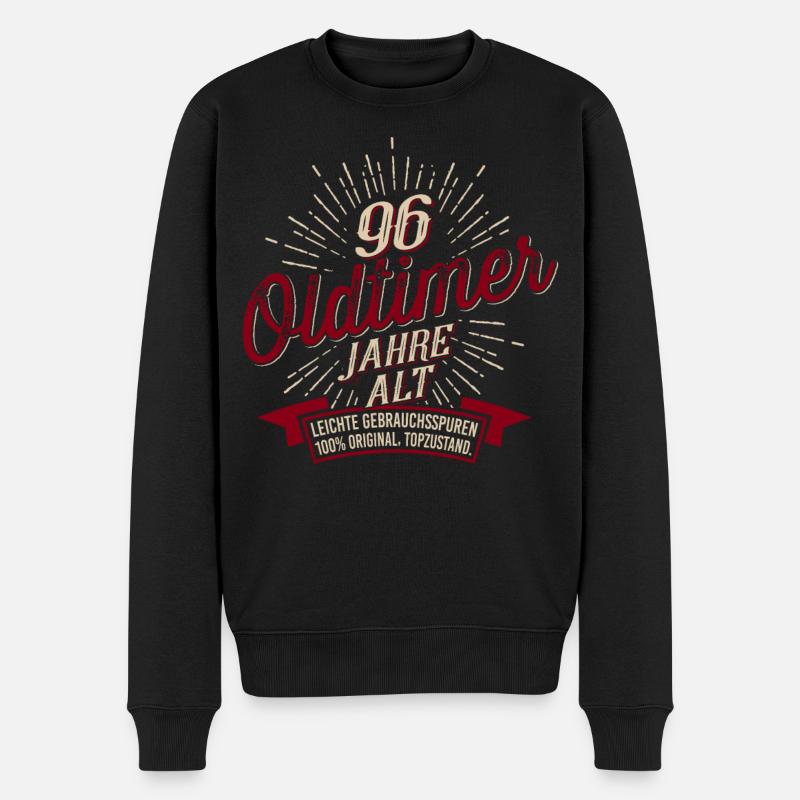 96. Geburtstag Oldtimer - Männer Premium Bio Pullover - Schwarz