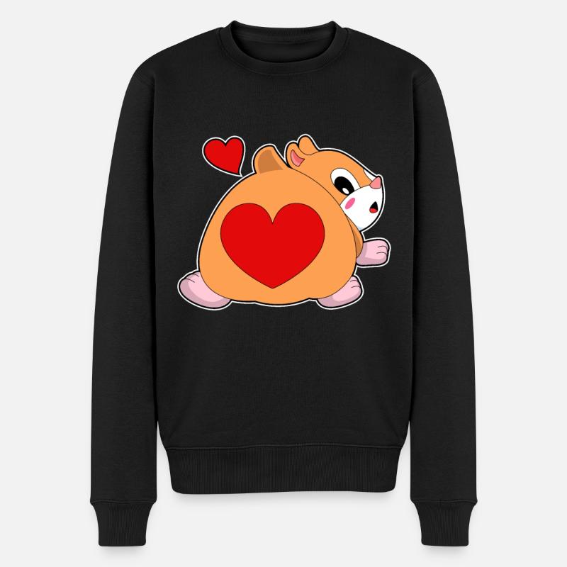 Hamster avec cœur - Pull Premium bio Homme - noir