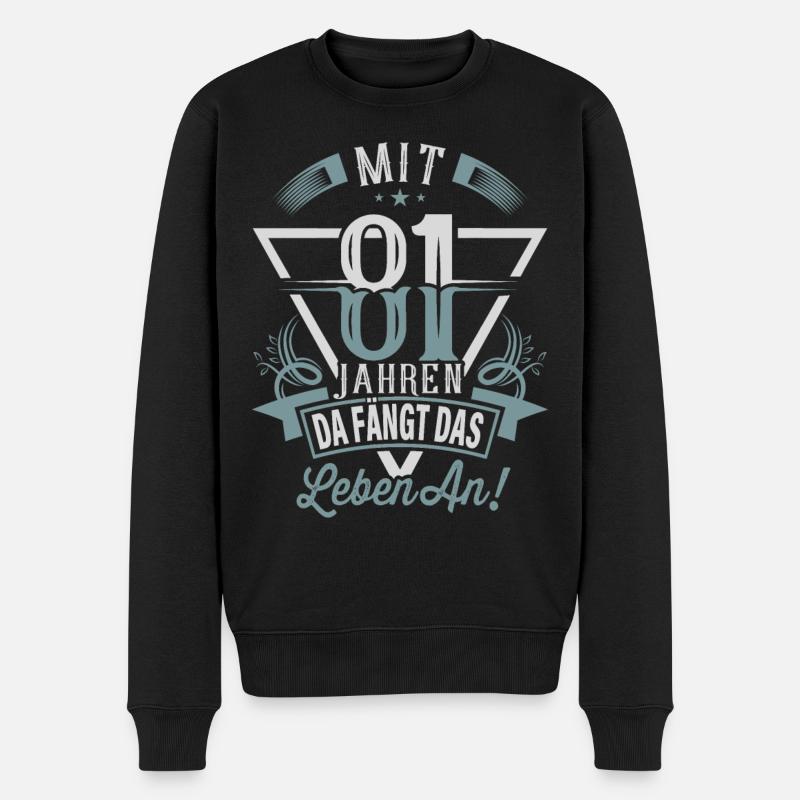81. Geburtstag Da Fängt Das Leben An - Männer Premium Bio Pullover - Schwarz