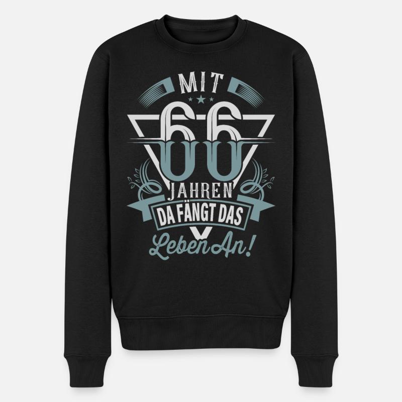 66. Geburtstag Da Fängt Das Leben An - Männer Premium Bio Pullover - Schwarz