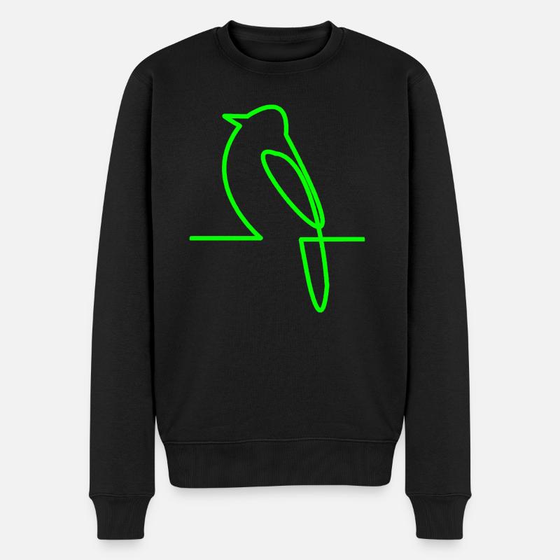 Leuchtender Vogel Linienkunst - Männer Premium Bio Pullover - Schwarz