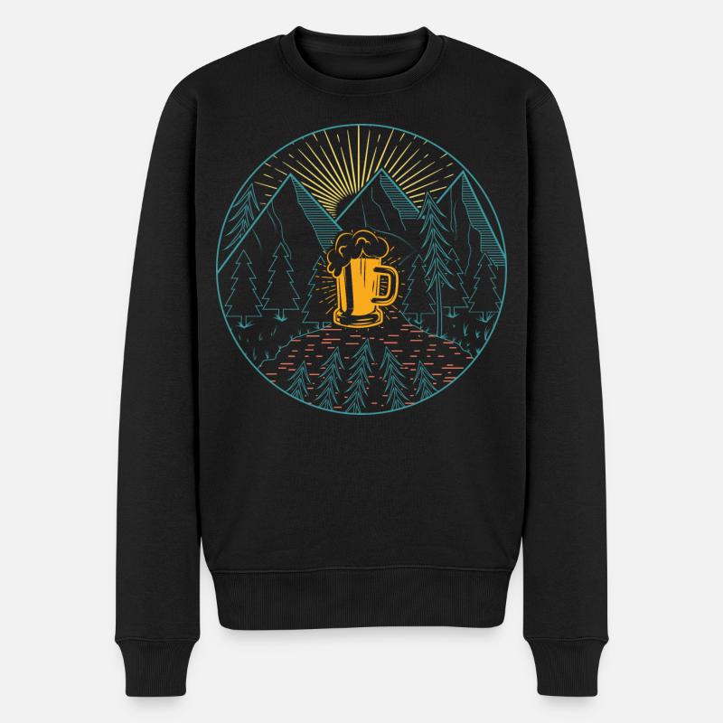 Berge Bier Wandern Bergsteigen - Männer Premium Bio Pullover - Schwarz
