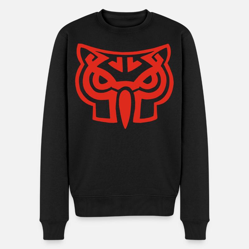 Tête de hibou rouge - Pull Premium bio Homme - noir