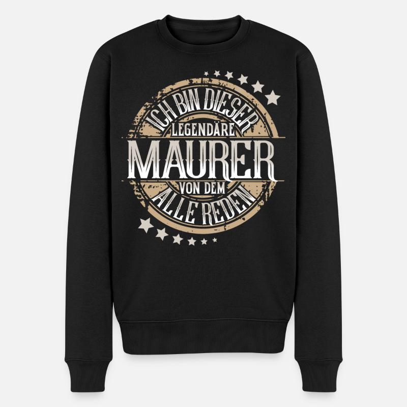 Maurer - Männer Premium Bio Pullover - Schwarz