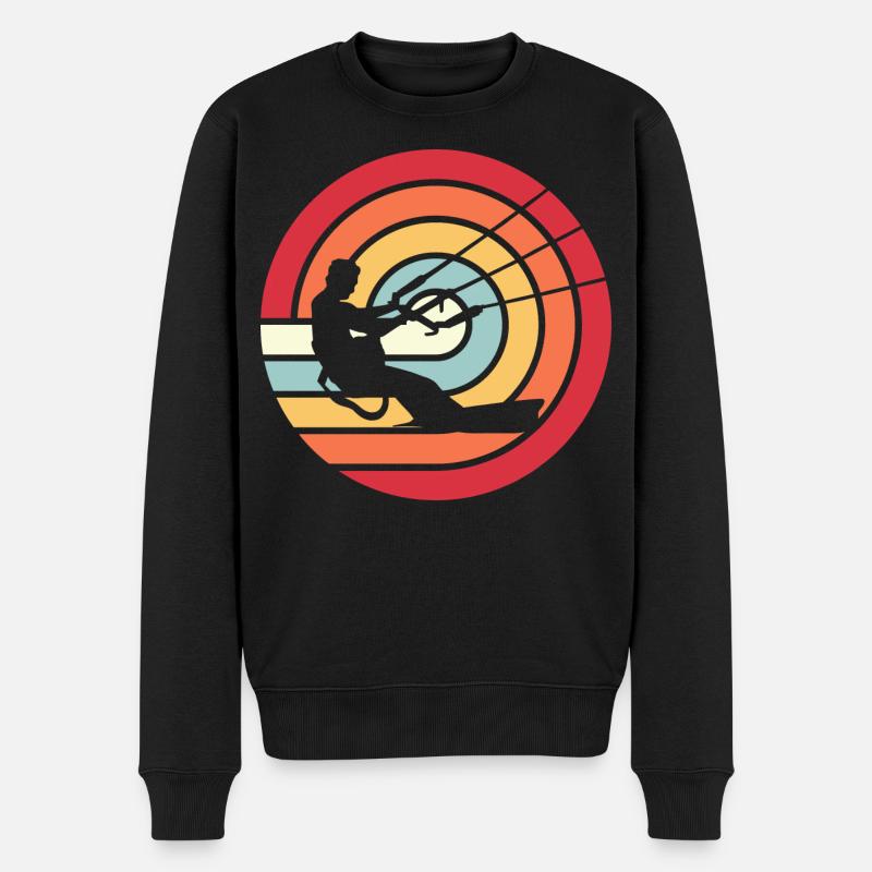 Kitesurfen Kitesurf Kitesurfer Kiteboard Retro Vin - Männer Premium Bio Pullover - Schwarz