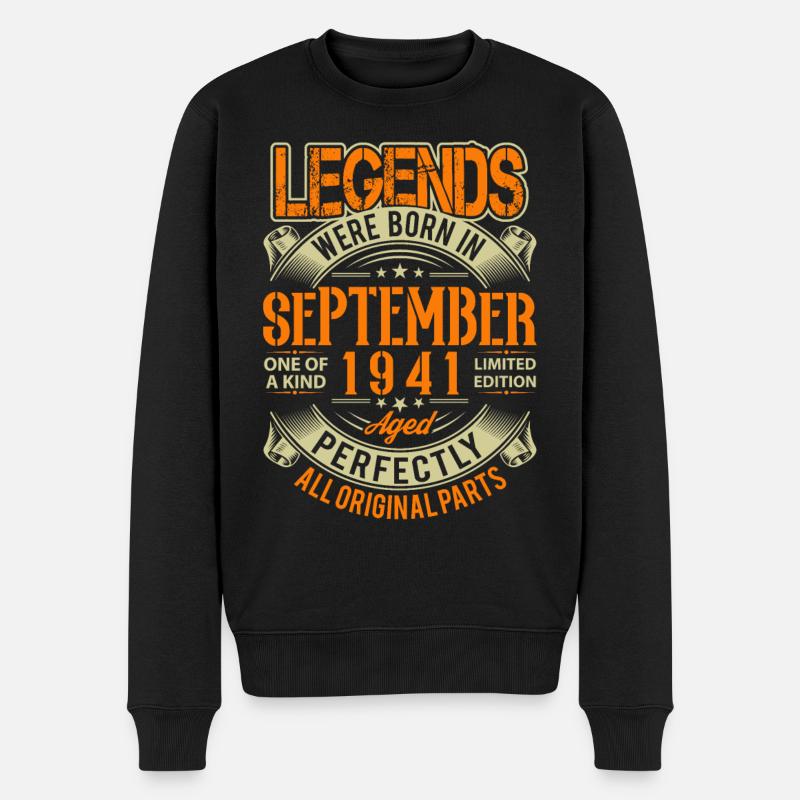 1941 Septembre Légende d’anniversaire - Pull Premium bio Homme - noir