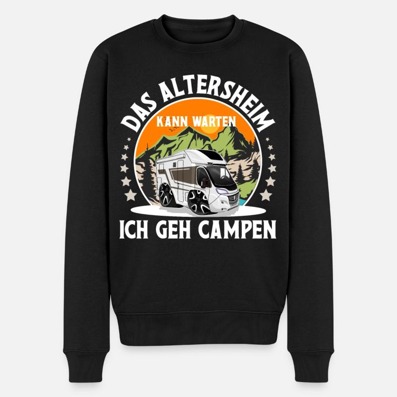 Camping Camper Campen Oma Opa - Männer Premium Bio Pullover - Schwarz