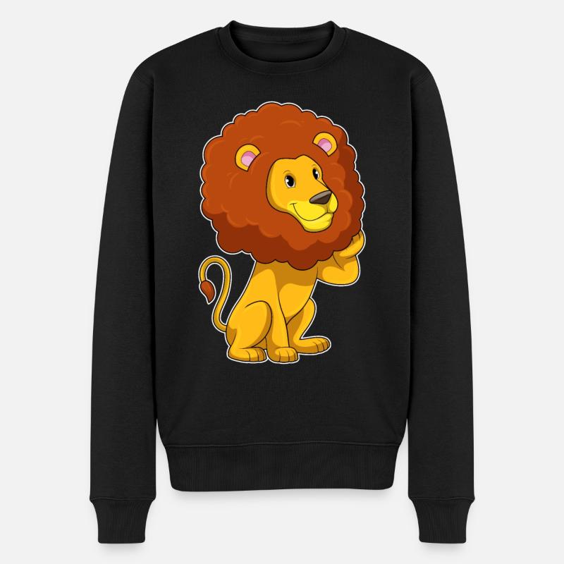 Löwe Afro Frisur - Männer Premium Bio Pullover - Schwarz