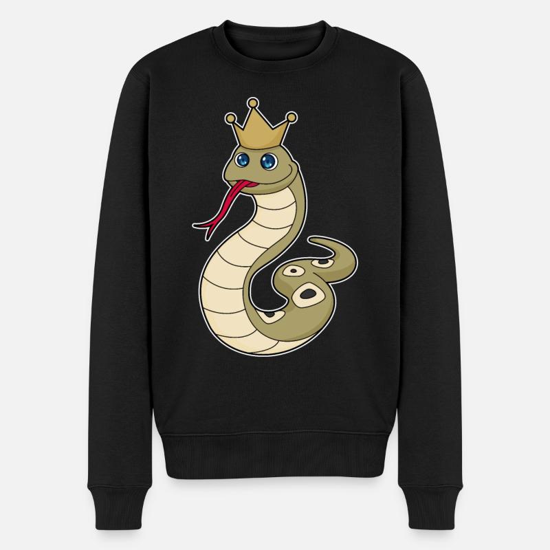 Serpent comme roi avec couronne - Pull Premium bio Homme - noir