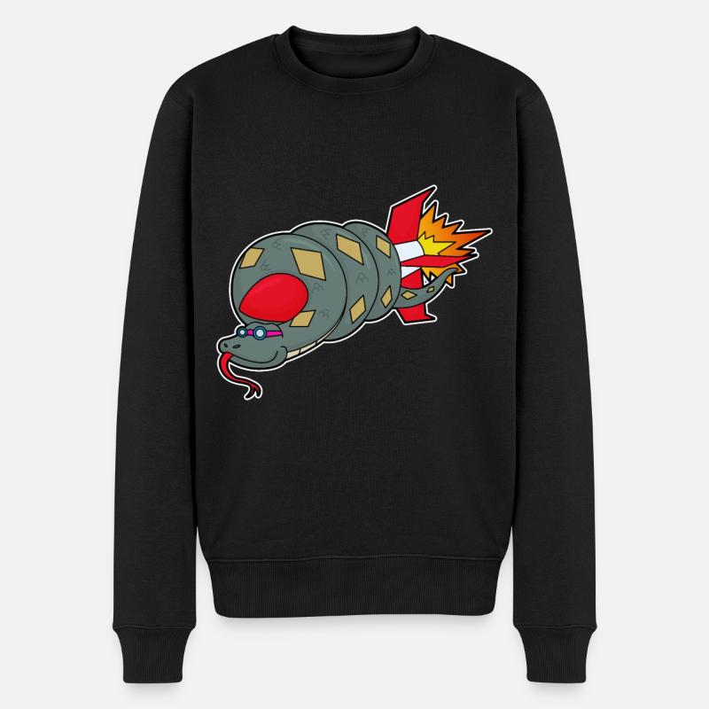 Schlange mit Rakete - Männer Premium Bio Pullover - Schwarz