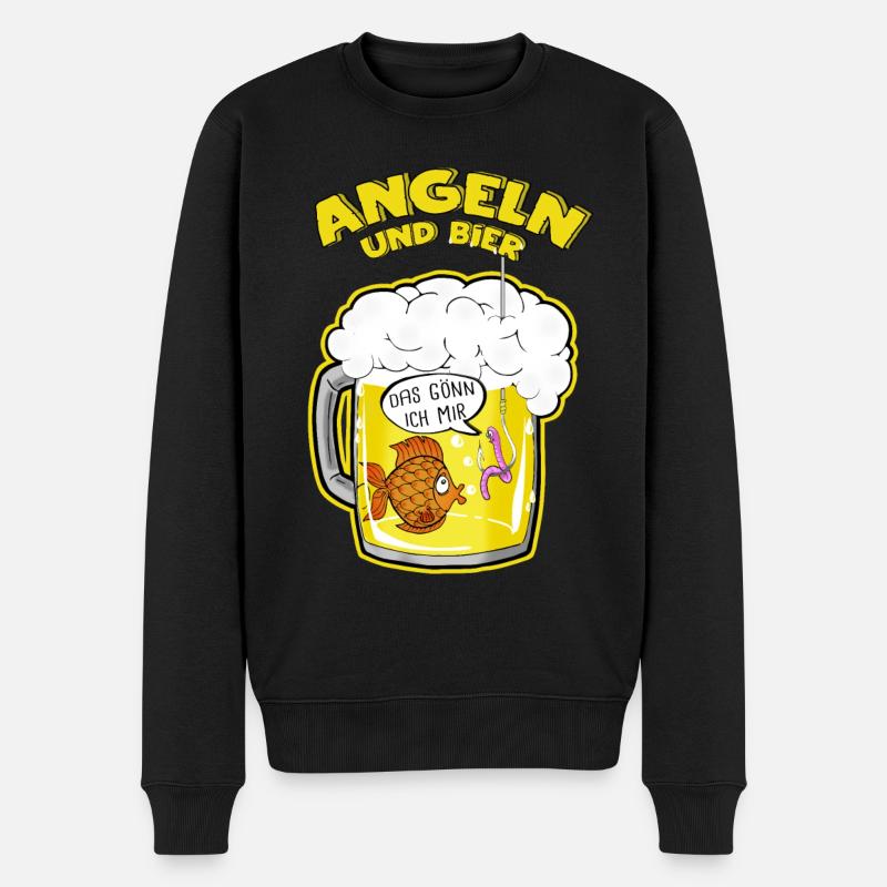 Angeln - Männer Premium Bio Pullover - Schwarz