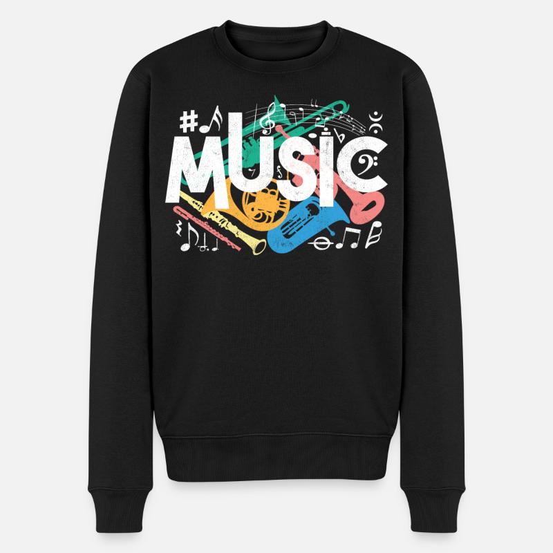 Music Graffiti Style – Colorful Sound Vibes - Männer Premium Bio Pullover - Schwarz
