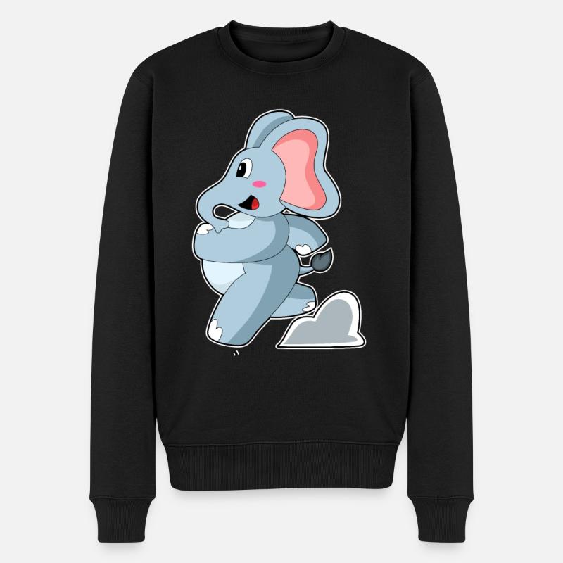 Elefant als Jogger - Männer Premium Bio Pullover - Schwarz
