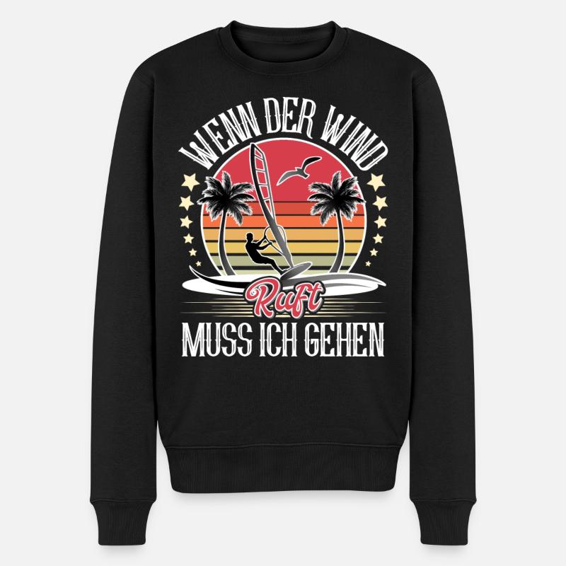 Windsurfen Windsurfer Windsurf - Männer Premium Bio Pullover - Schwarz