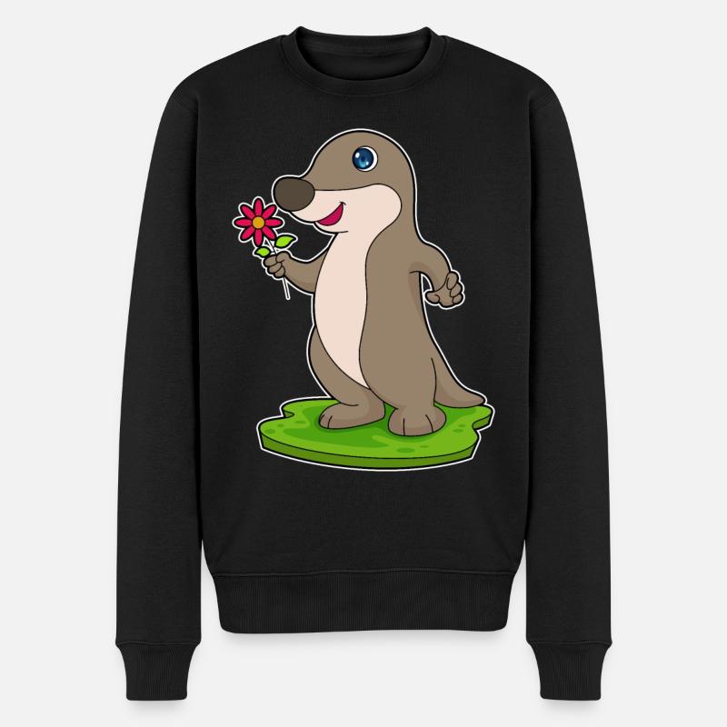 Otter Blume - Männer Premium Bio Pullover - Schwarz