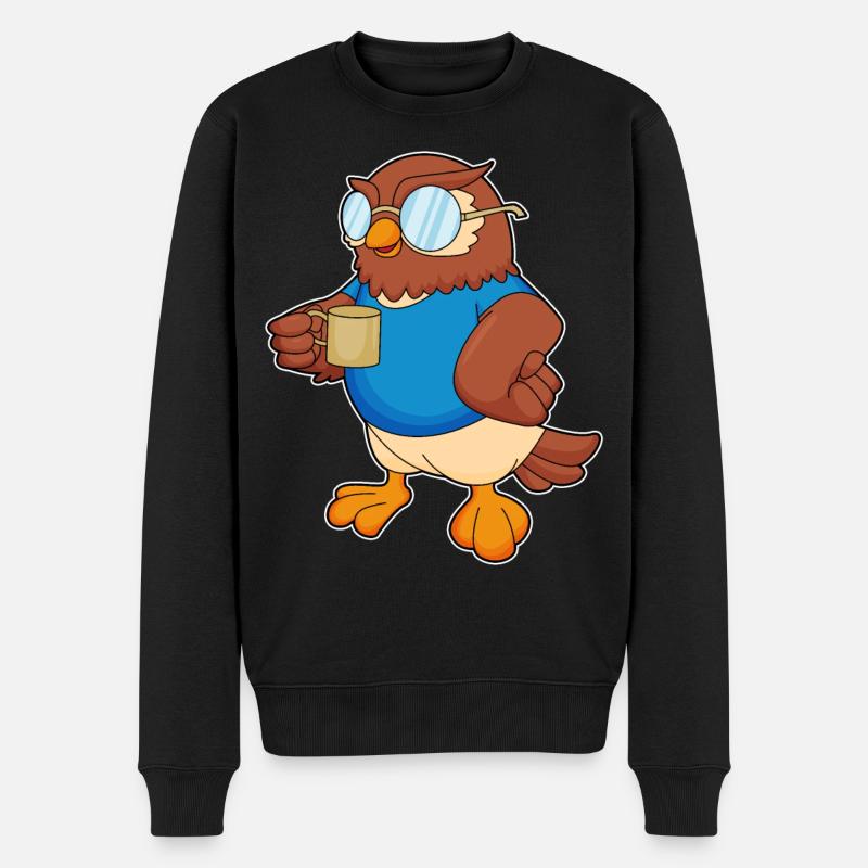 Eule Becher - Männer Premium Bio Pullover - Schwarz