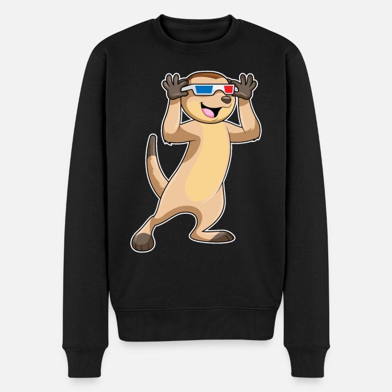 Suricates avec lunettes - Pull Premium bio Homme - noir