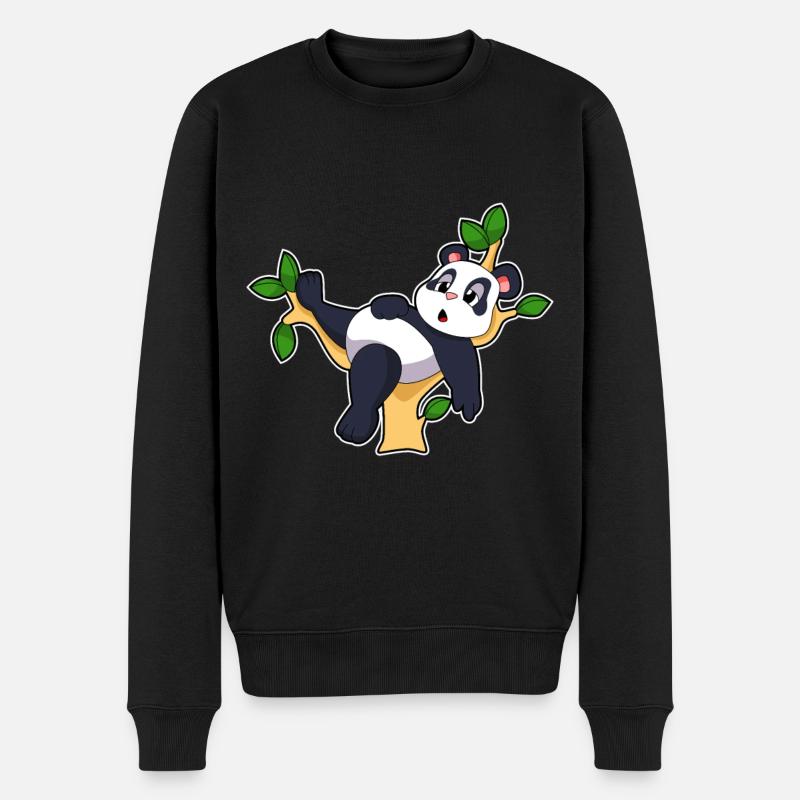 Panda Zweig - Männer Premium Bio Pullover - Schwarz