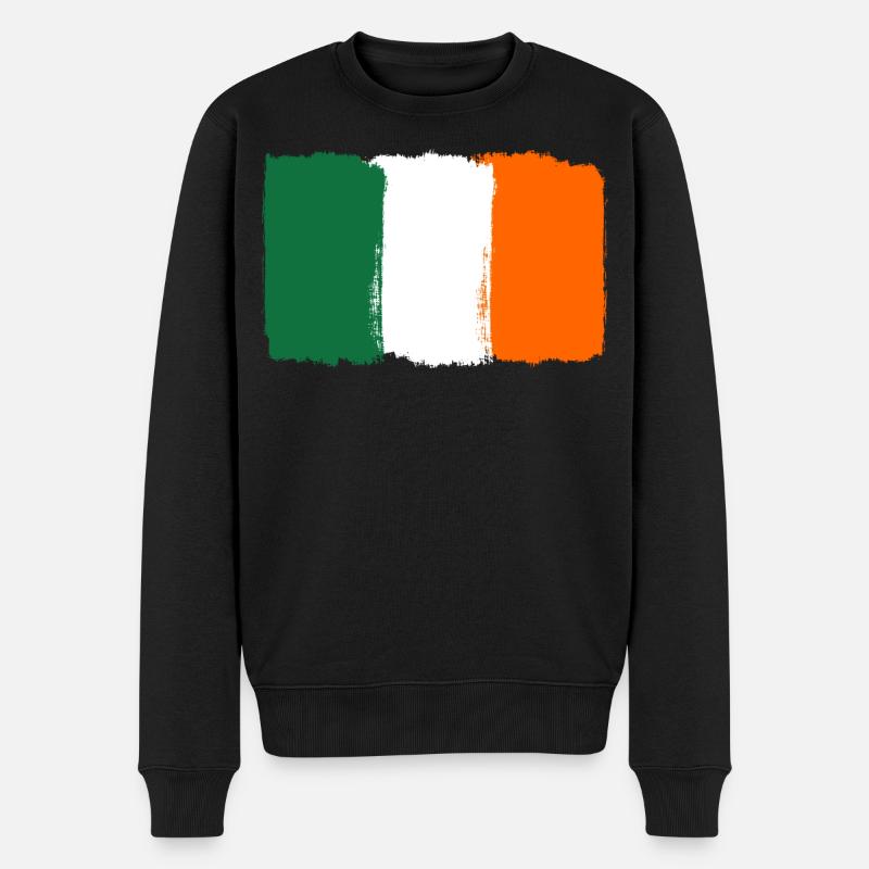 Irland Flagge used look - Männer Premium Bio Pullover - Schwarz