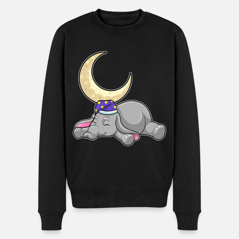 Éléphant avec lune - Pull Premium bio Homme - noir