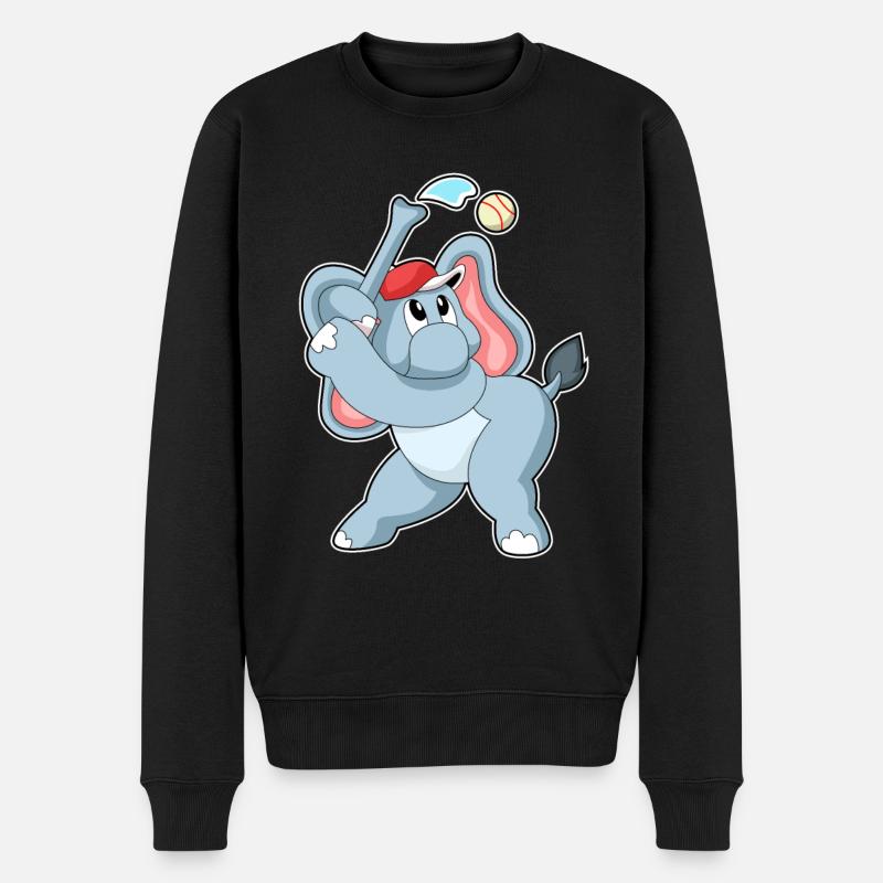 Elefant Baseball - Männer Premium Bio Pullover - Schwarz