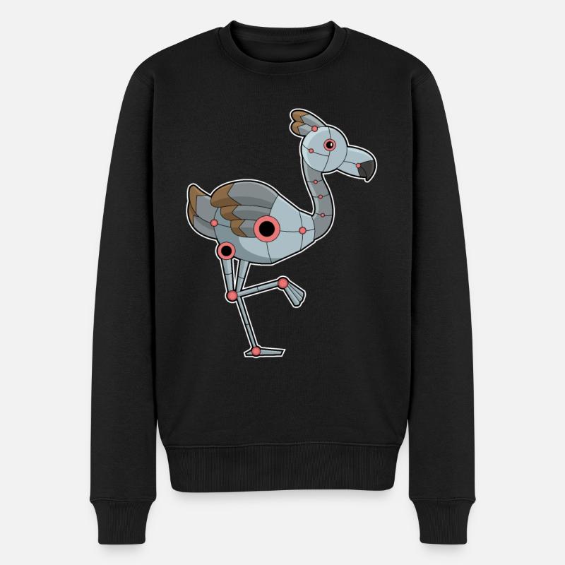 Flamingo als Roboter - Männer Premium Bio Pullover - Schwarz