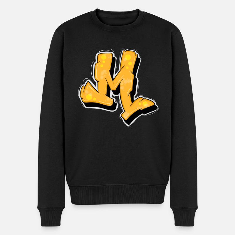 Gelbe Graffiti Initialen Logo. - Männer Premium Bio Pullover - Schwarz