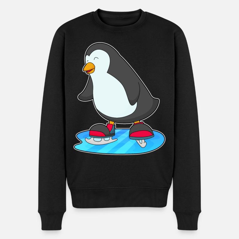 Patinage pingouin avec patins - Pull Premium bio Homme - noir