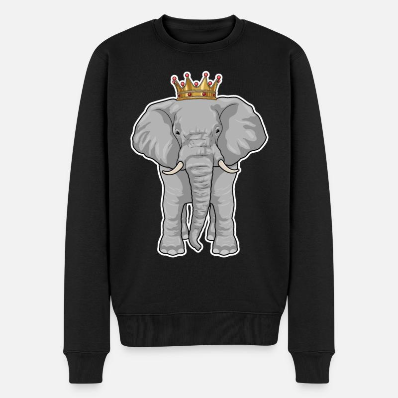 Elefant Krone - Männer Premium Bio Pullover - Schwarz
