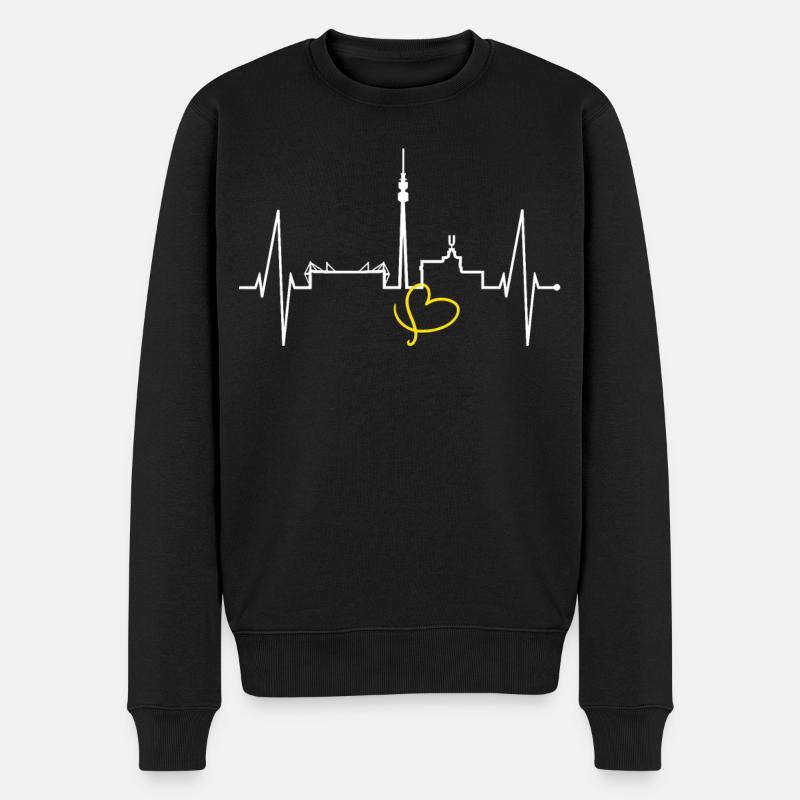 Dortmund Skyline Herzschlag Stadion Fan Dortmunder - Männer Premium Bio Pullover - Schwarz