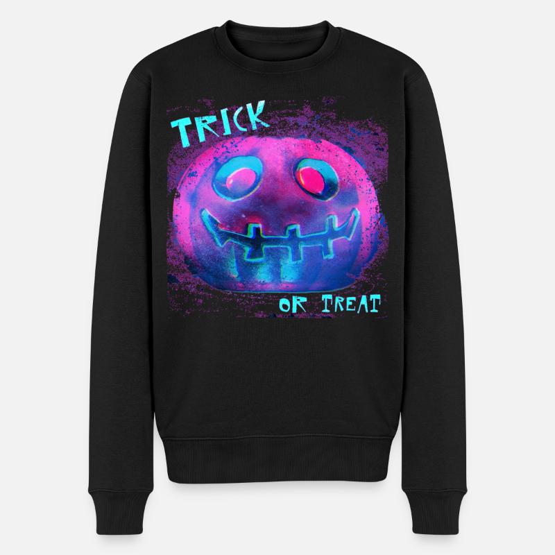 Citrouille néon Trick Or Treat - Pull Premium bio Homme - noir